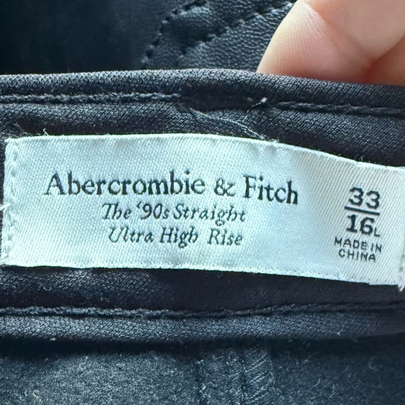 Abercrombie & Fitch began leather black pants like new 33 16 LONG 90s straight - Picture 5 of 6